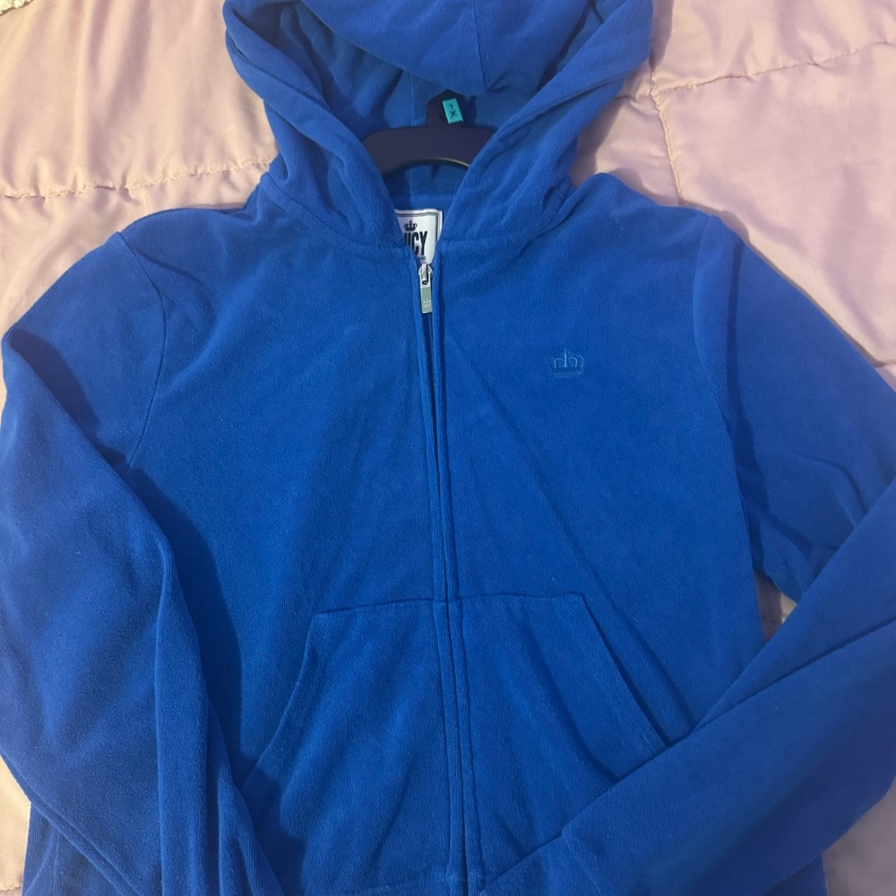 Juniors large blue cropped juicy couture hoodie